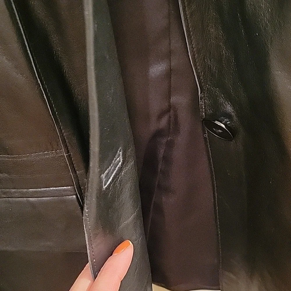 Vintage 90s Leather Jacket Size‎ 8 Black Grunge Baddie Button